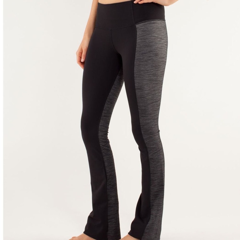 Lululemon Barre Pulse Pants 6 Tall Black Grey Flare Yoga Athleisure Y2K Low Rise
